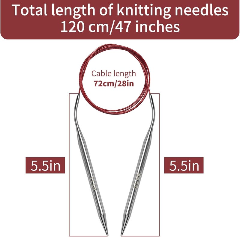 Soosui 8.0 mm Circular Knitting Needles US11 |47 inches/120 cm | for Beginners Knitting Shawls, Scarves, Blankets and Other Large Projects! - Image 2